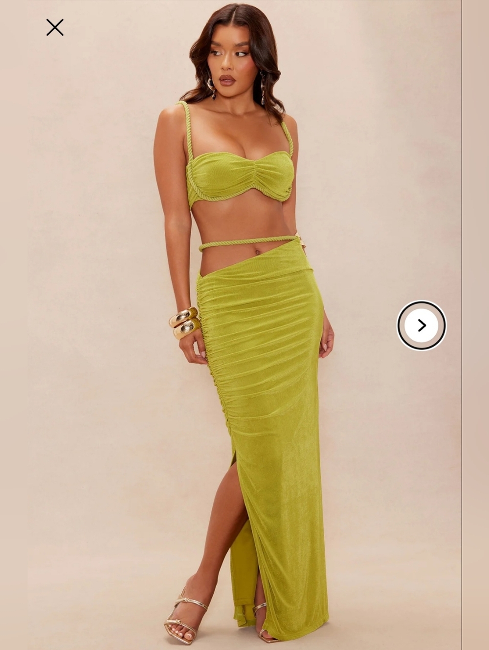 Fashion Nova Womens LUXE slinky Maxi Dress 2piece Set